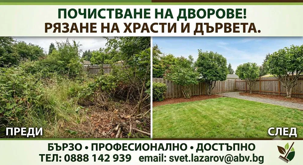 Рязане на храсти и дървета – преди и след